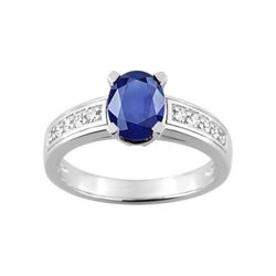 Anillo Oro Blanco 18kts Christian Bernard  (18)1.6054.S1 Diamantes Con Zafiro Central