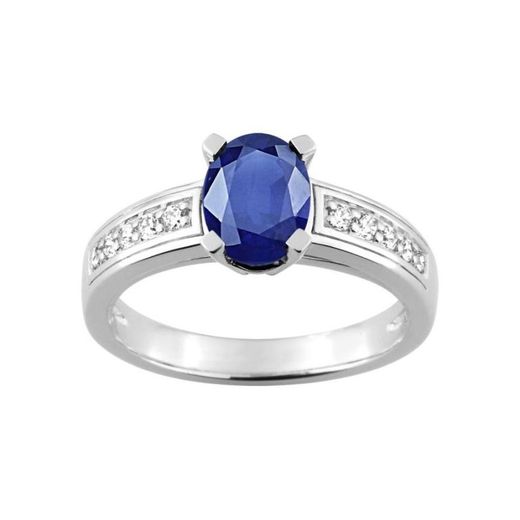 Anillo Oro Blanco 18kts Christian Bernard  (18)1.6054.S1 Diamantes Con Zafiro Central