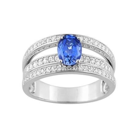 Christian Bernard 18kt White Gold Ring (18)1.6076.S1 Diamonds With Central Sapphire