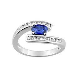 Anillo Oro Blanco 18kts Christian Bernard  (18)1.6084.S1 Diamantes Con Zafiro Central