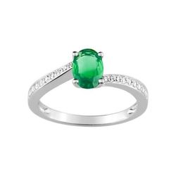 Anillo Oro Blanco 18kts Christian Bernard  (18)1.6094.E1 Diamantes Con Esmeralda Central