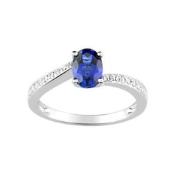 Anillo Oro Blanco 18kts Christian Bernard  (18)1.6094.S1 Diamantes Con Zafiro Central