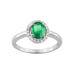 Anillo Oro Blanco 18kts Christian Bernard  (18)1.6095.E1 Diamantes Con Esmeralda Central