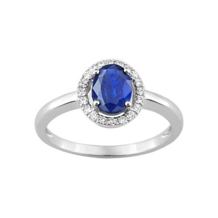 Anillo Oro Blanco 18kts Christian Bernard  (18)1.6095.S1 Diamantes Con Zafiro Central