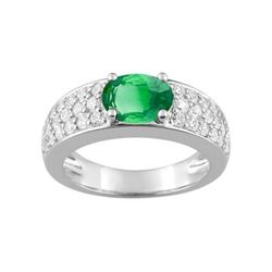Anillo Oro Blanco 18kts Christian Bernard  (18)1.6098.E1 Diamantes Con Esmeralda Central