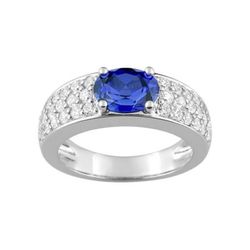 Anillo Oro Blanco 18kts Christian Bernard   (18)1.6098.S1 Diamantes Con Zafiro Central