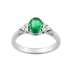 Anillo Oro Blanco 18kts Christian Bernard  (18)1.6101.E1 Diamantes Con Esmeralda Central