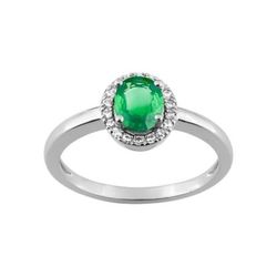 Anillo Oro Blanco 18kts Christian Bernard  (18)1.6110.E1 Diamantes Con Esmeralda Central