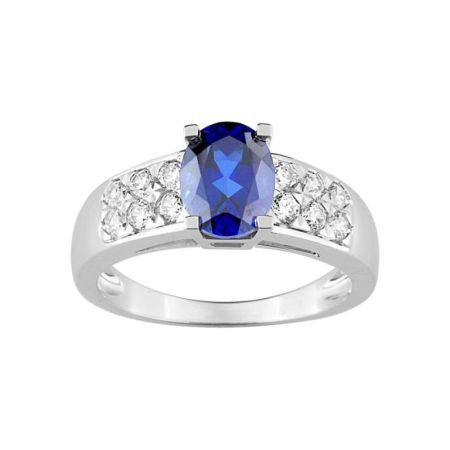 Anillo Oro Blanco 18kts Christian Bernard  (18)1.6111.S1 Diamantes Con Zafiro Central