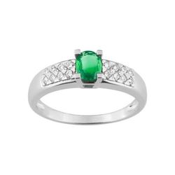 Anillo Oro Blanco 18kts Christian Bernard  (18)1.6112.E1 Diamantes Con Esmeralda Central