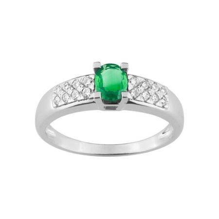 Anillo Oro Blanco 18kts Christian Bernard  (18)1.6112.E1 Diamantes Con Esmeralda Central