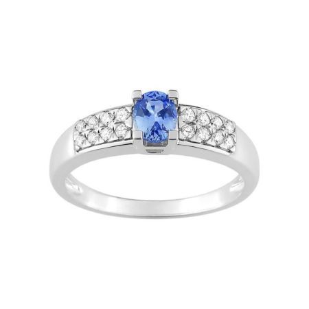 Christian Bernard 18kt White Gold Ring (18)1.6112.S1 Diamonds With Central Sapphire
