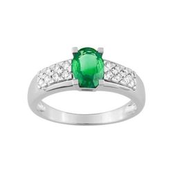 Anillo Oro Blanco 18kts Christian Bernard  (18)1.6113.E1 Diamantes Con Esmeralda Central