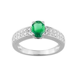 Anillo Oro Blanco 18kts Christian Bernard  (18)1.6116.E1 Diamantes Con Esmeralda Central