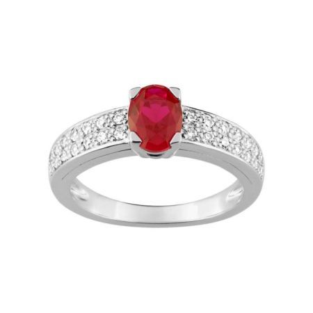 Anillo Oro Blanco 18kts Christian Bernard  (18)1.6116.R1 Diamantes Con Rubí Central