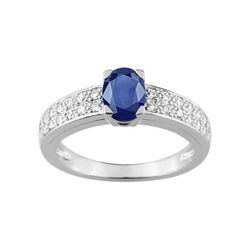 Anillo Oro Blanco 18kts Christian Bernard  (18)1.6116.S1 Diamantes Con Zafiro Central