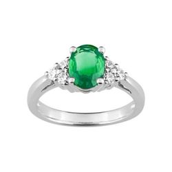 Anillo Oro Blanco 18kts Christian Bernard  (18)1.6118.E1 Diamantes Con Esmeralda Central