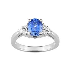 Anillo Oro Blanco 18kts Christian Bernard  (18)1.6118.S1 Diamantes Con Zafiro Central