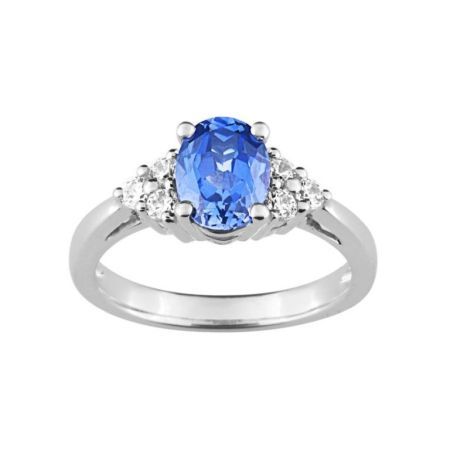 Christian Bernard 18kt White Gold Ring (18)1.6118.S1 Diamonds With Central Sapphire
