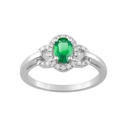 Anillo Oro Blanco 18kts Christian Bernard  (18)1.6121.E1 Diamantes Con Esmeralda Central