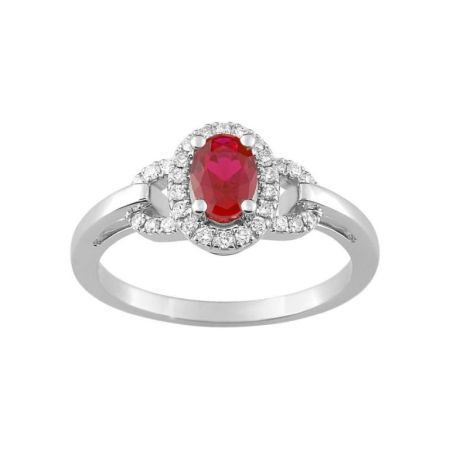 Anillo Oro Blanco 18kts Christian Bernard  (18)1.6121.R1 Diamantes Con Rubí Central