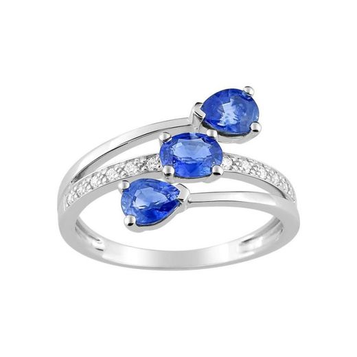 Anillo Oro Blanco 18kts Christian Bernard (18)1.6124.S1 Diamantes 0,10ct Con Zafiros