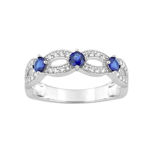 Anillo Oro Blanco 18kts Christian Bernard (18)1.6186.S1 Diamantes 0,22ct Con Zafiros