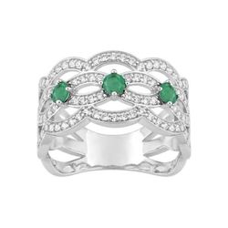 Anillo Oro Blanco 18kts Christian Bernard  (18)1.6187.E1 Diamantes Con Esmeraldas