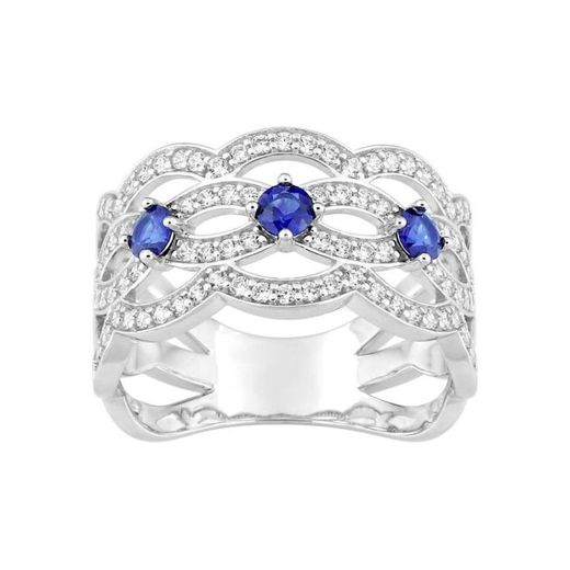 Anillo Oro Blanco 18kts Christian Bernard (18)1.6187.S1 Diamantes 0,49ct Con Zafiros