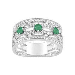Anillo Oro Blanco 18kts Christian Bernard  (18)1.6188.E1 Diamantes Con Esmeraldas
