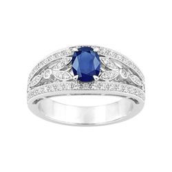 Anillo Oro Blanco 18kts Christian Bernard (18)1.6189.S1 Diamantes 0,29ct Con Zafiro Central