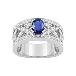 Anillo Oro Blanco 18kts Christian Bernard (18)1.6191.S1 Diamantes 0,51ct Con Zafiro Central