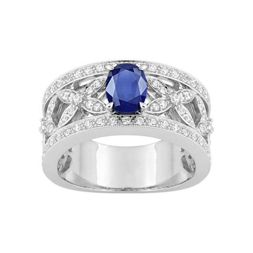 Christian Bernard 18kt White Gold Ring (18)1.6191.S1 0.51ct Diamonds With Central Sapphire