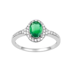 Anillo Oro Blanco 18kts Christian Bernard  (18)7002GEB2 Diamantes Con Esmeralda Central