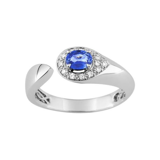 Anillo Oro Blanco 18kts Christian Bernard (18)7009GSCB2 Diamantes 0,08ct Con Zafiro Central