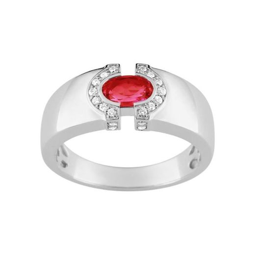 Anillo Oro Blanco 18kts Christian Bernard (18)7P071GRB2 Diamantes 0,10ct Con Rubí