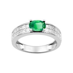 Anillo Oro Blanco 18kts Christian Bernard  (18)7T003GEB2 Diamantes Con Esmeralda Central