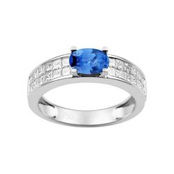 Anillo Oro Blanco 18kts Christian Bernard  (18)7T003GSB2 Diamantes 0,86ct Con Zafiro Central