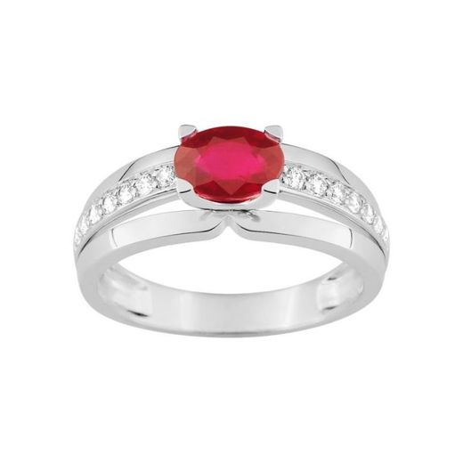 Anillo Oro Blanco 18kts Christian Bernard (18)7V004GRB2 Diamantes 0,10ct Con Rubí