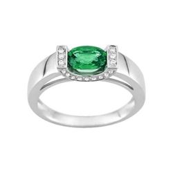 Anillo Oro Blanco 18kts Christian Bernard  (18)7VP070GEB Diamantes Con Esmeralda Central
