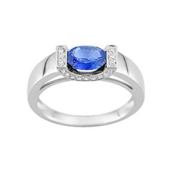 Anillo Oro Blanco 18kts Christian Bernard (18)7VP070GSB Diamantes 0,10ct Con Zafiro Central