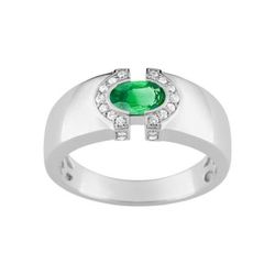 Anillo Oro Blanco 18kts Christian Bernard  (18)7VP071GEB Diamantes Con Esmeralda Central