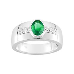 Anillo Oro Blanco 18kts Christian Bernard  (18)7VQ075GEB Diamantes Con Esmeralda Central