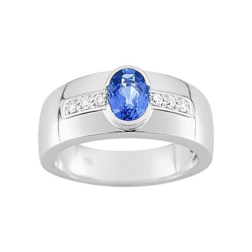 Christian Bernard 18kt White Gold Ring (18)7VQ075GSB 0.10ct Diamonds With Central Sapphire