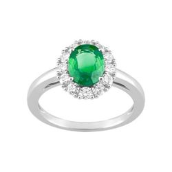 Anillo Oro Blanco 18kts Christian Bernard  (18)7VQ081GEB Diamantes Con Esmeralda Central