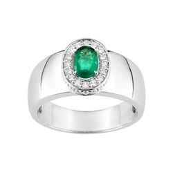 Anillo Oro Blanco 18kts Christian Bernard  (18)7VU3GEB2 Diamantes Con Esmeralda Central