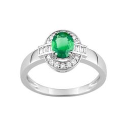 Anillo Oro Blanco 18kts Christian Bernard  (18)7W015GEB2 Diamantes Con Esmeralda Central