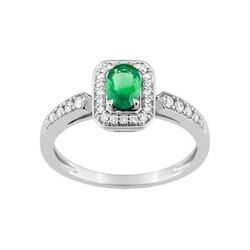 Anillo Oro Blanco 18kts Christian Bernard  (18)7W018GEB2 Diamantes Con Esmeralda Central