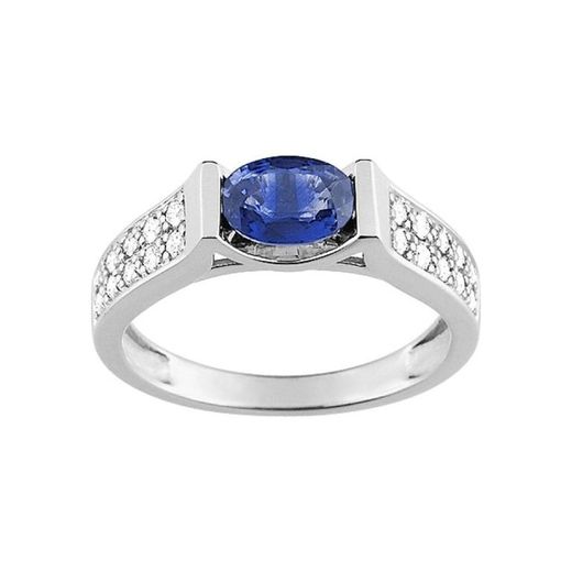 Anillo Oro Blanco 18kts Christian Bernard (18)MD010GSKB Diamantes 0,29ct Con Zafiro Central