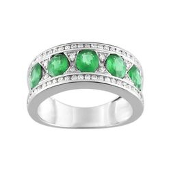 Anillo Oro Blanco 18kts Christian Bernard  (18)MD018GEB2 Diamantes Con Esmeraldas